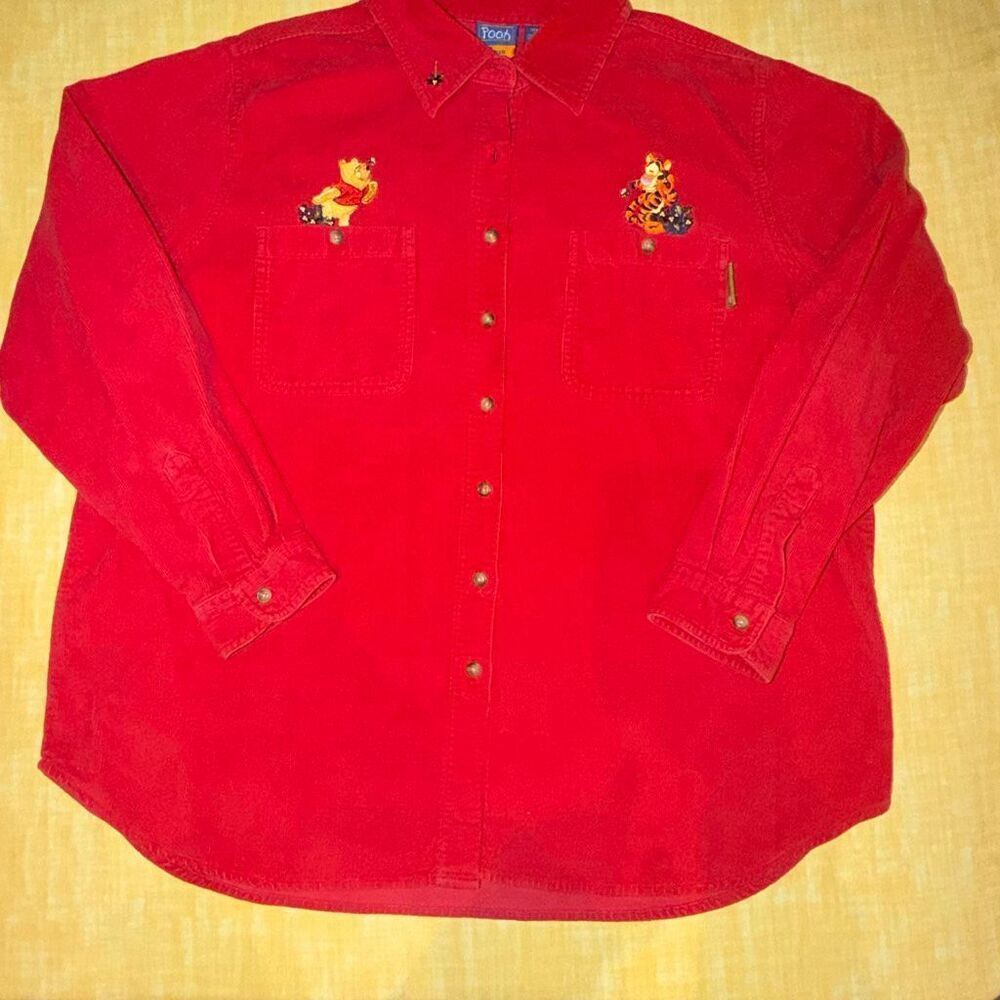 Vintage Disney Winnie The Pooh Tigger Red Corduroy Shirt 18W/20W
